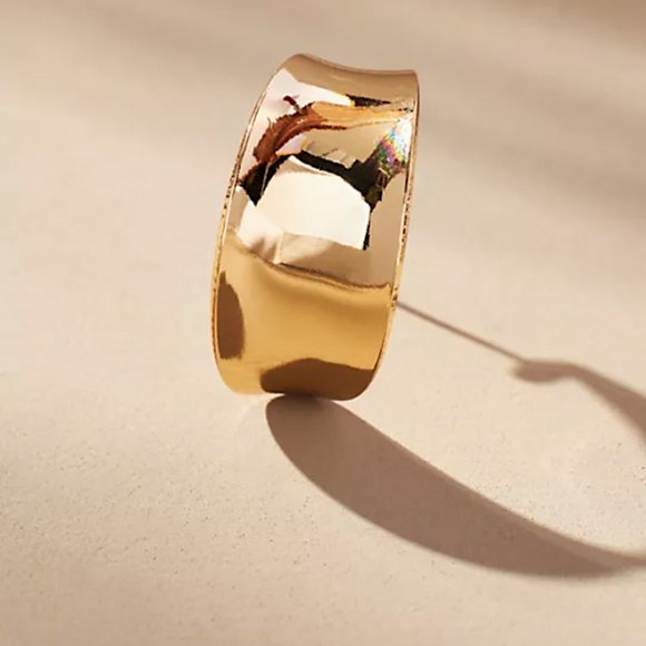 NEW ~ Anthropologie Gold Ribbon Hoop Earrings - Picture 2 of 12